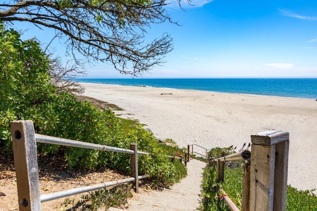 view of water feature with a view of the beach