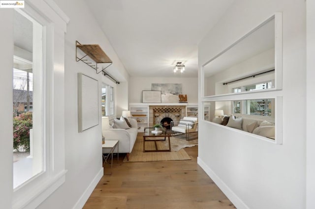 interior space featuring a wealth of natural light and light hardwood / wood-style floors