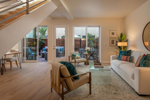 living room featuring light hardwood / wood-style floors