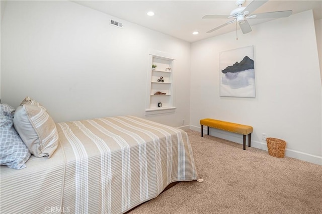 bedroom with carpet and ceiling fan