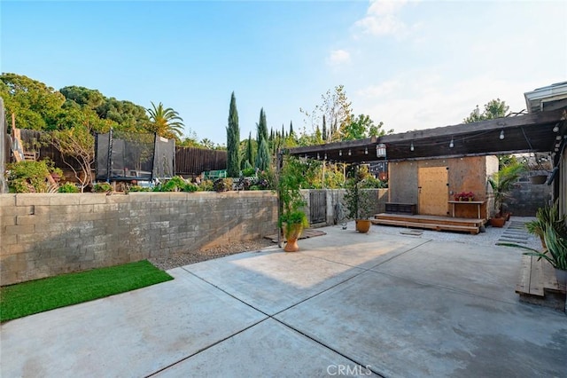 view of patio with a trampoline