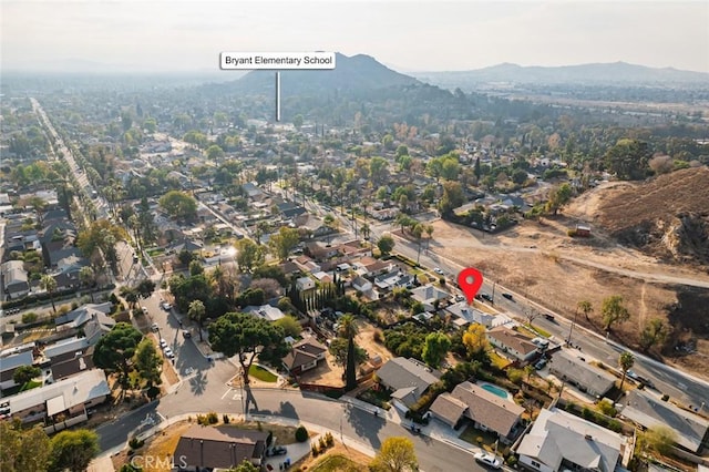 drone / aerial view with a mountain view