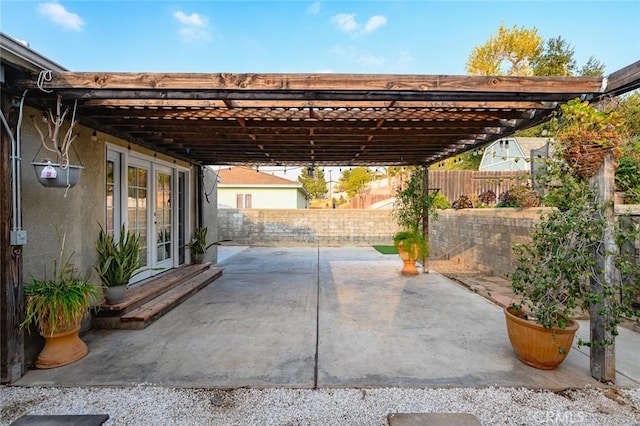 view of patio / terrace featuring french doors