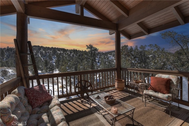 46727 Minnow, Big Bear City, CA 92314 - snow covered deck with outdoor lounge area
