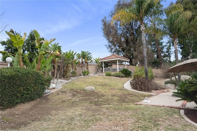 view of yard with a gazebo