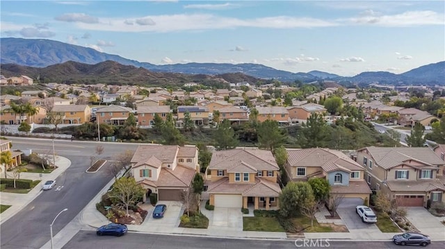 bird's eye view with a mountain view