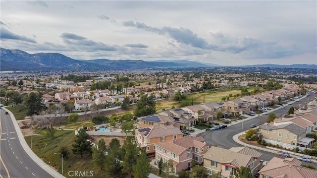 bird's eye view with a mountain view