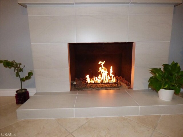 interior details with a fireplace