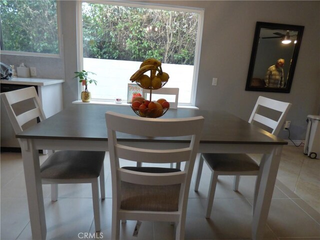 tiled dining room with radiator