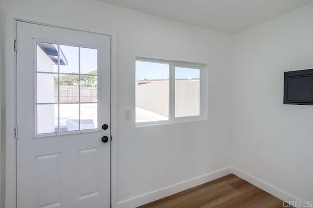 entryway with hardwood / wood-style floors