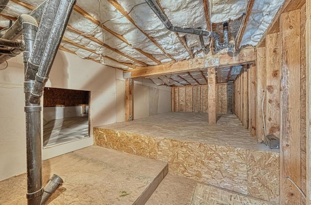 view of unfinished attic