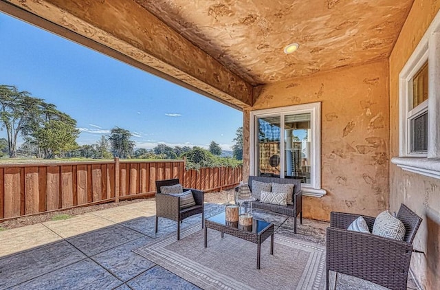 view of patio featuring an outdoor hangout area