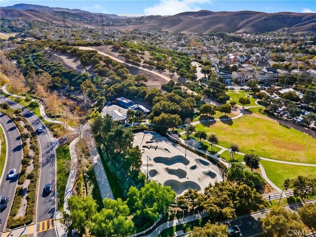 drone / aerial view with a mountain view