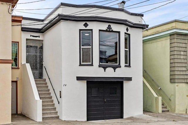 exterior space featuring a garage