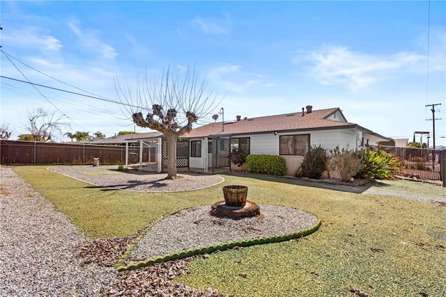 29460 Thornhill, Menifee, CA 92586 - back of house with a patio area, a fenced backyard, brick siding, and a lawn