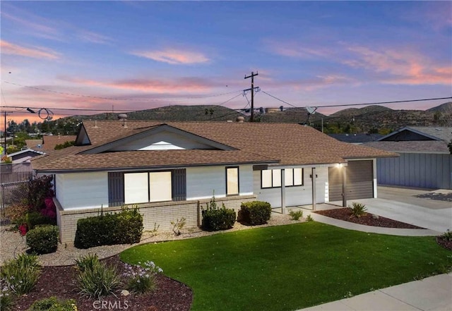 29460 Thornhill, Menifee, CA 92586 - single story home featuring a garage, a lawn, fence, a shingled roof, and concrete driveway