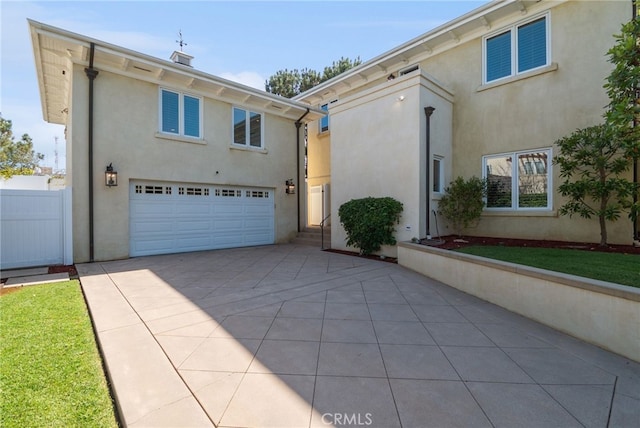 exterior space with a garage