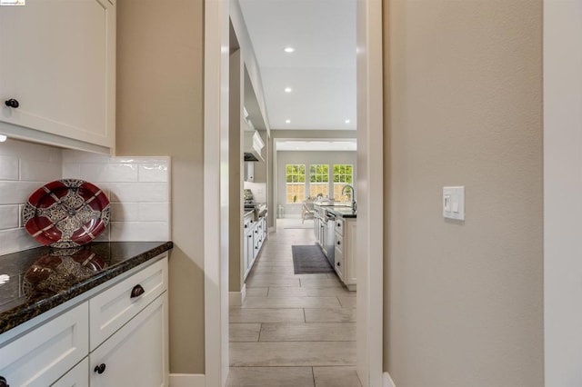 hall featuring sink