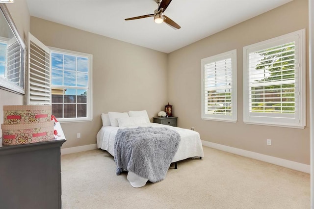 bedroom with carpet and ceiling fan