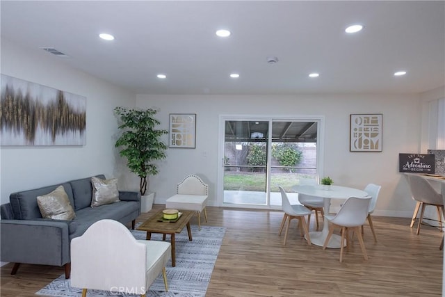 living room featuring wood-type flooring