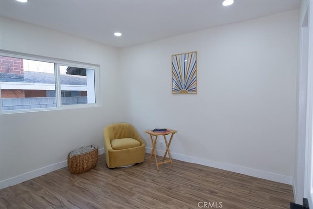 living area with wood-type flooring