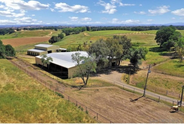 aerial view featuring a rural view