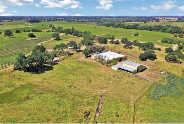 drone / aerial view with a rural view