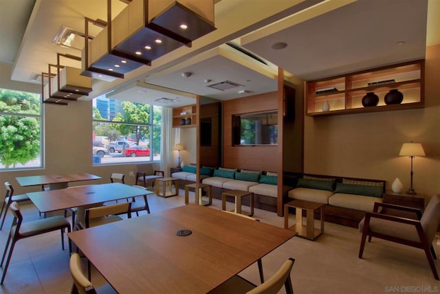 interior space featuring light tile patterned floors