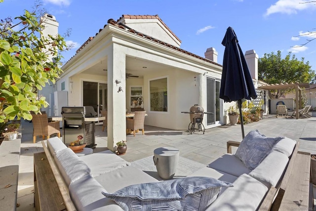 view of patio / terrace featuring area for grilling and an outdoor living space