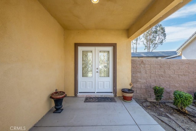 doorway to property with french doors