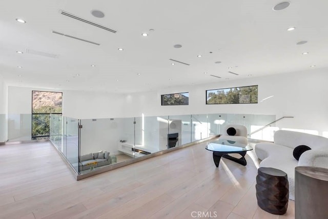 living room featuring light wood-type flooring