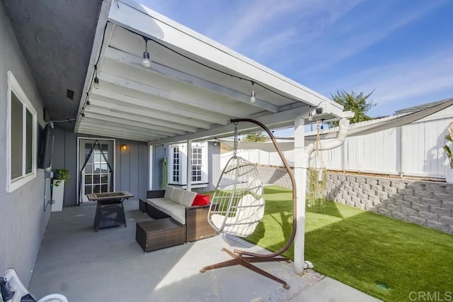 view of patio featuring an outdoor living space