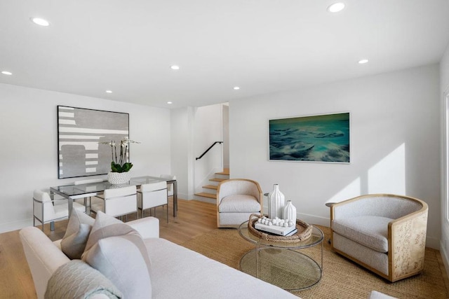 living room featuring light hardwood / wood-style flooring