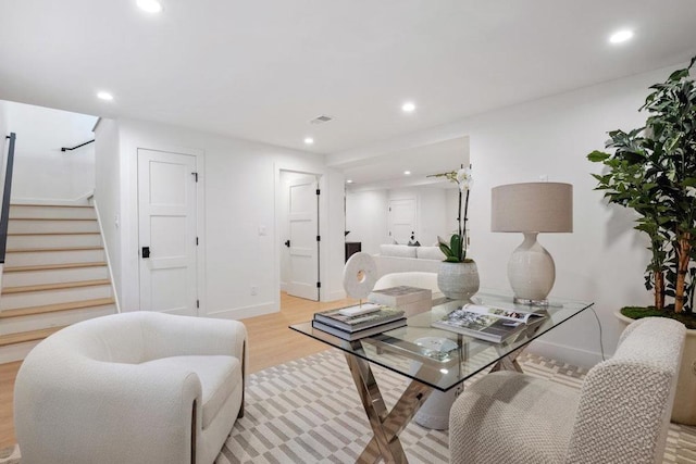 living room featuring light hardwood / wood-style flooring