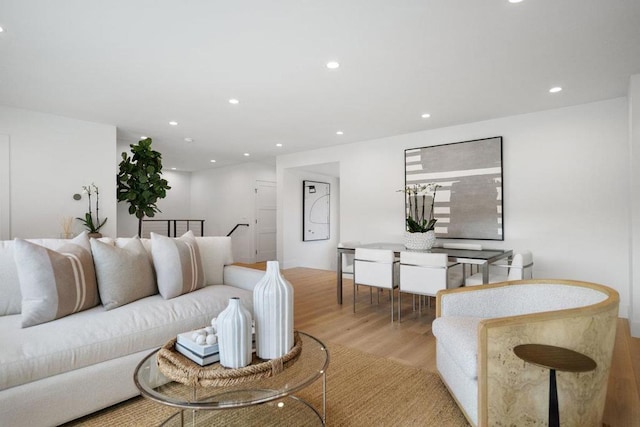 living room featuring light hardwood / wood-style floors