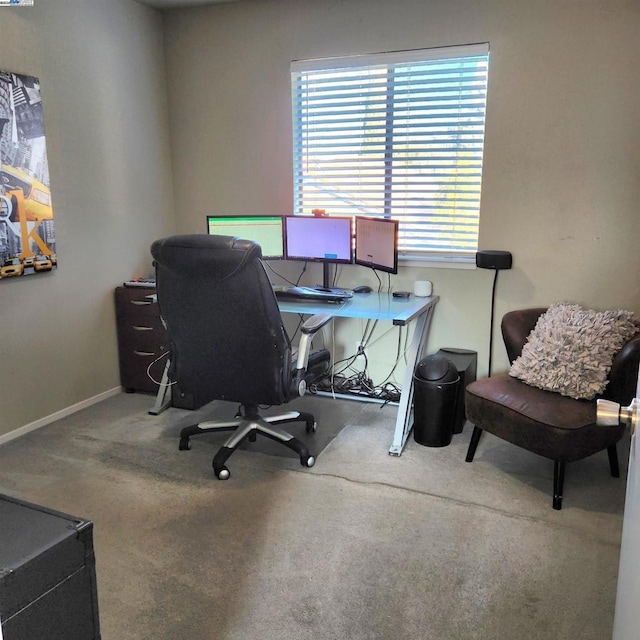 home office featuring carpet flooring