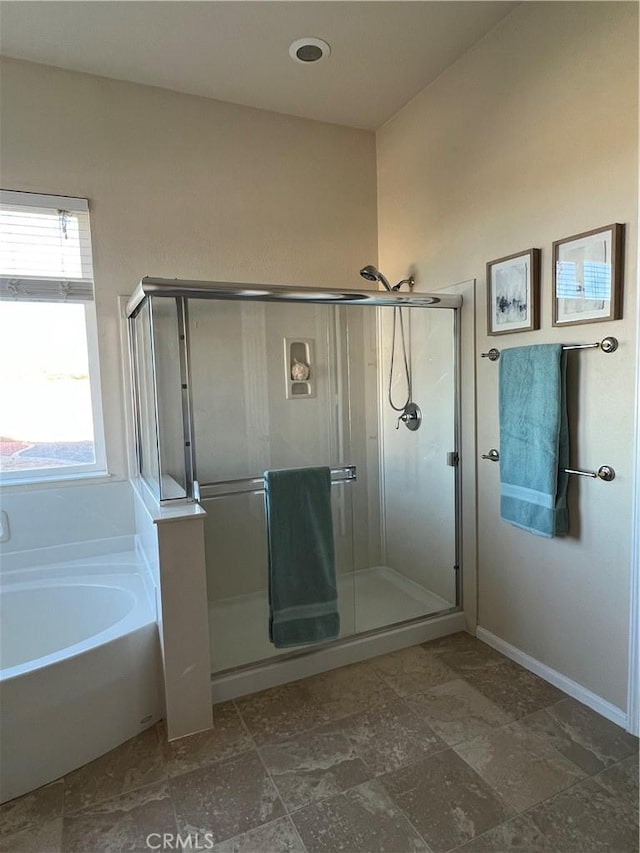 bathroom with plus walk in shower