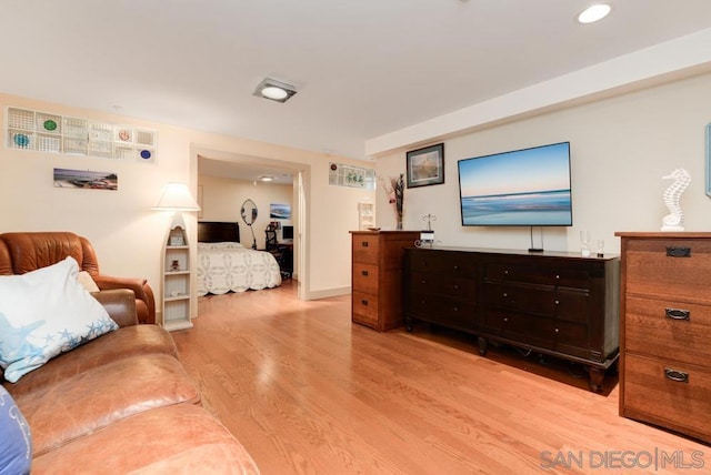 bedroom featuring light wood-type flooring