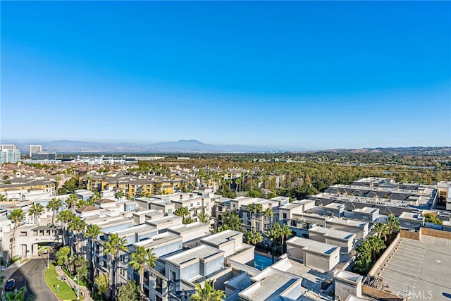 drone / aerial view with a residential view and a mountain view