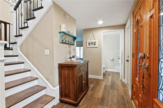 interior space featuring dark wood-type flooring