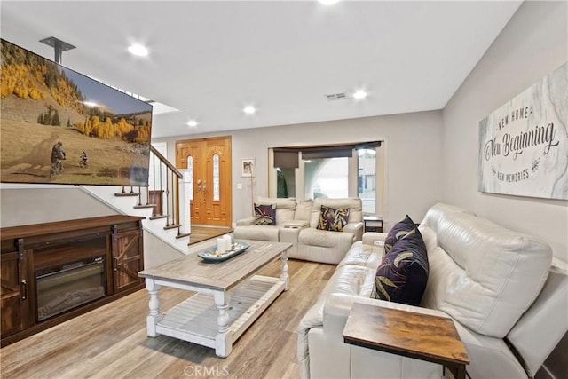 living room featuring light hardwood / wood-style floors