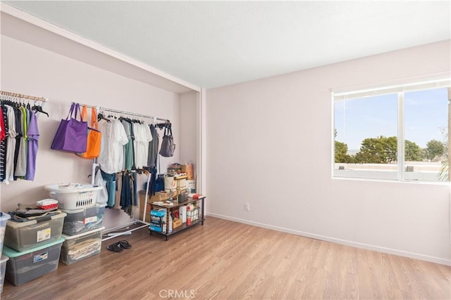 interior space with light hardwood / wood-style floors