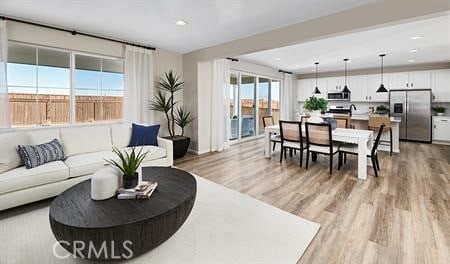 living room featuring light hardwood / wood-style flooring