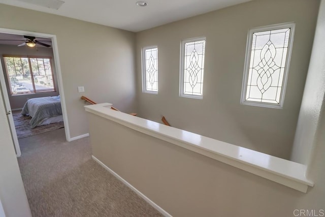 hallway featuring carpet flooring