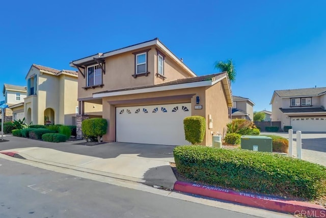 view of front of property with a garage