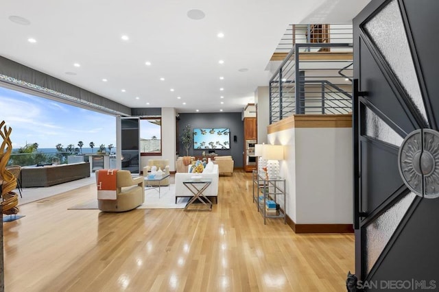 living room featuring light hardwood / wood-style flooring