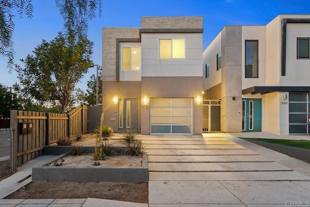 contemporary house featuring a garage