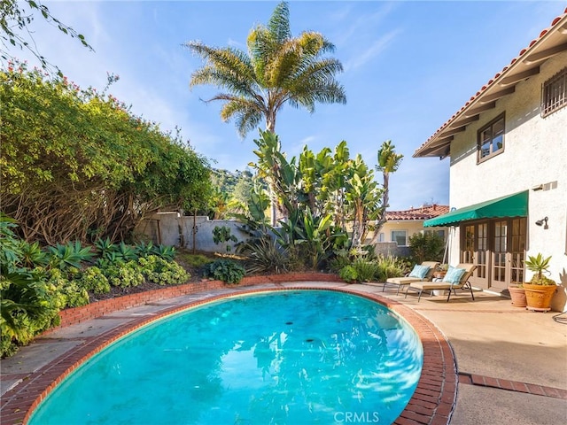 view of swimming pool with a patio area