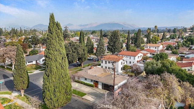 drone / aerial view with a mountain view