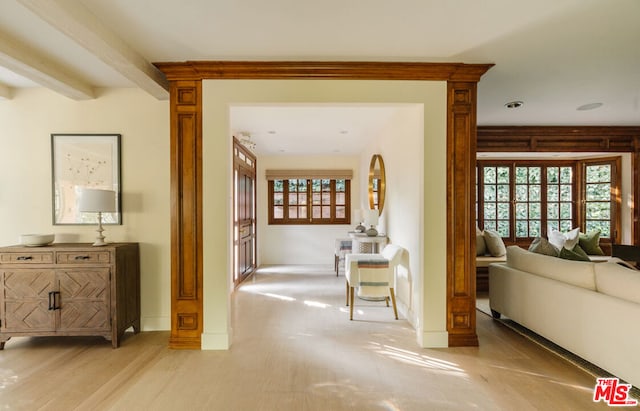 hall featuring light hardwood / wood-style flooring